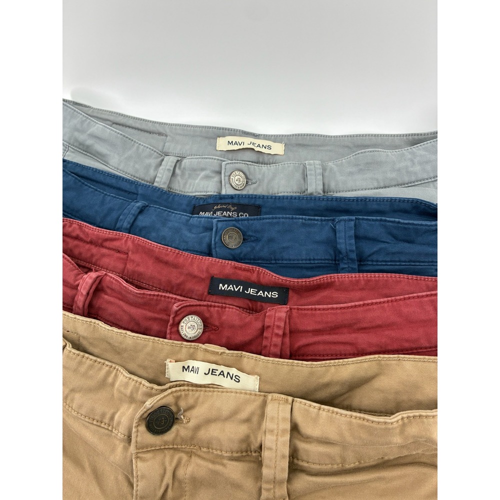 Lot of 4 Mavi Jeans Simon Jacob Chino Shorts Mens 36 Grey Blue Red Tan